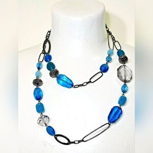 Lia Sophia MERIDIAN Necklace, Retired  42-45", Shades of Blues, NWT